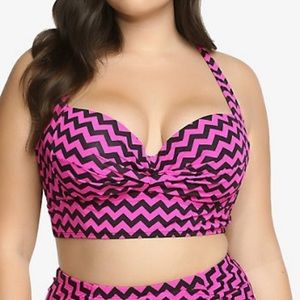 Pink Chevron Bathing Suit Top